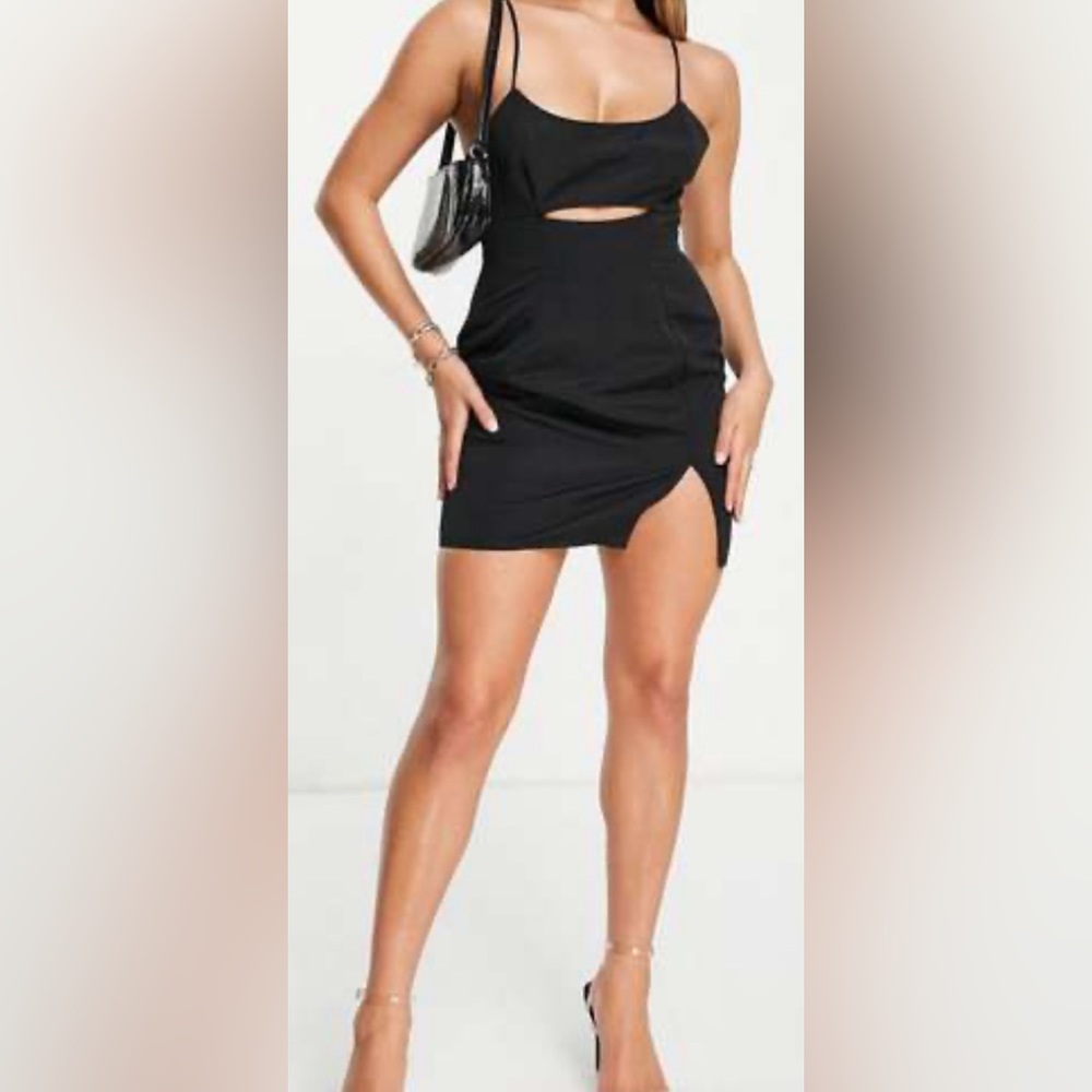Black Sleeveless Cut Out Mini Dress ASOS Size 10 (14 UK) NWT